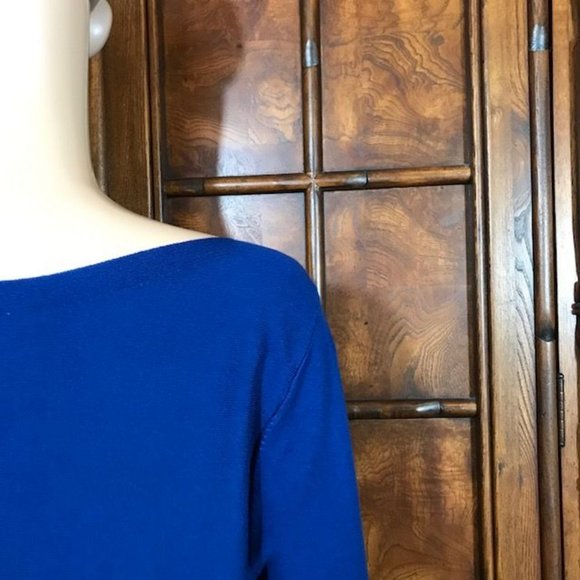 Chico's Imperial Blue Ombre Bateau Curved Hem Sweater - Picture 9 of 12